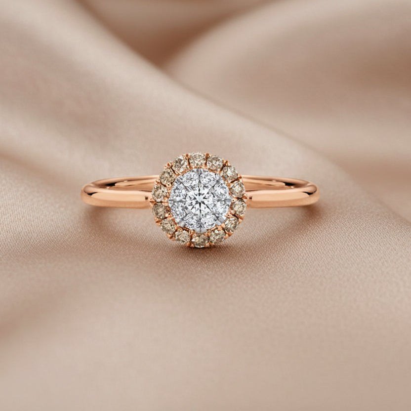 9ct Rose Gold 'Neptune' Australian Chocolate Diamond Ring - Size N.5