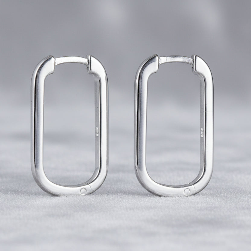 Sterling Silver Rectangular Huggie Earrings