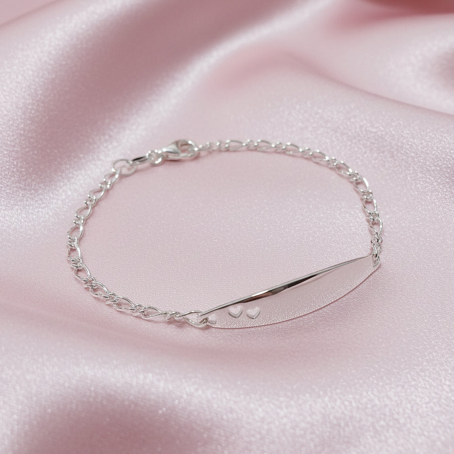Sterling Silver Baby Double Hearts ID Bracelet