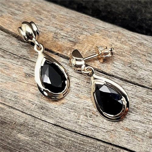 9ct Gold & Pear Shaped Sapphire Earrings