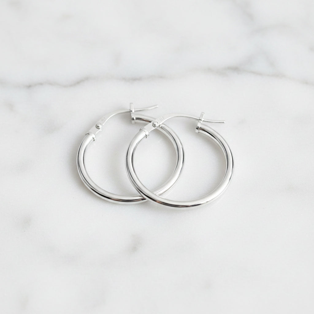 9ct White Gold Silver Filled Hoop Earrings