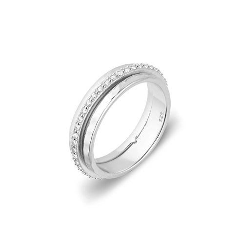 Sterling Silver CZ Spinner Ring (Size 8)