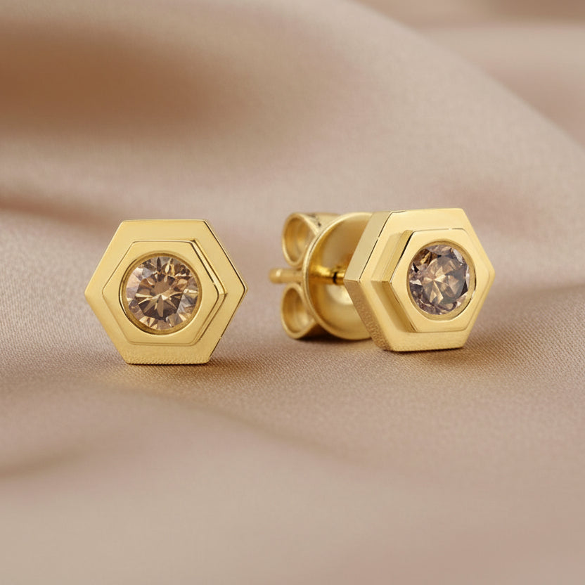 9ct Gold Honeycomb ACD Earrings