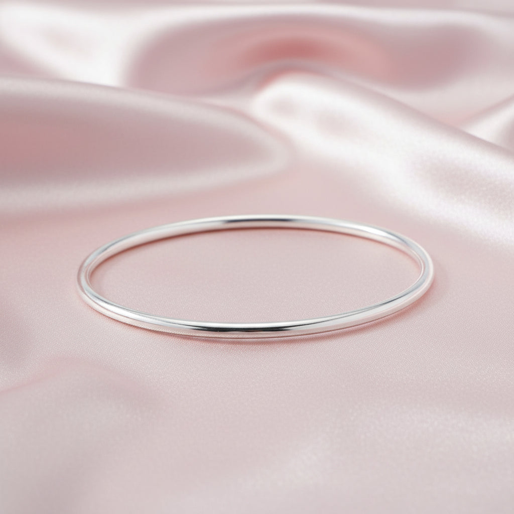 LOONA Solid Sterling Silver 3mm Plain Golf Bangle - 65mm