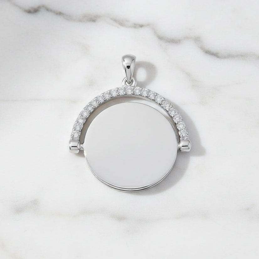 Sterling Silver Spinner Pendant with CZ