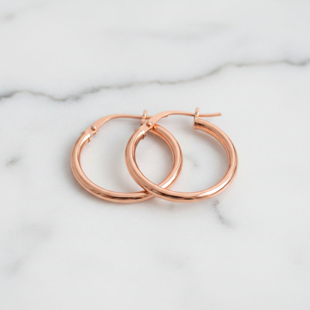 9ct Rose Gold Silver Filled Hoop Earrings
