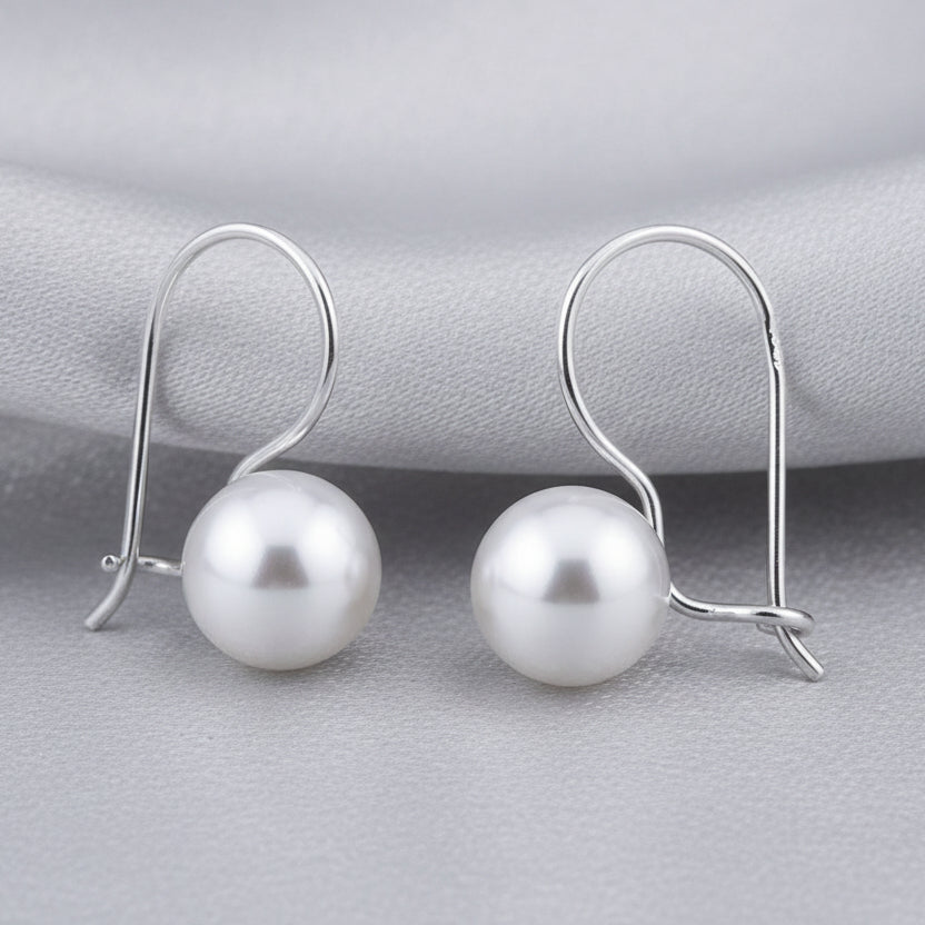 9ct White Gold 8mm Euro Ball Earrings