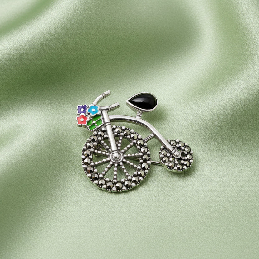 LOONA Sterling Silver Penny Farthing Brooch