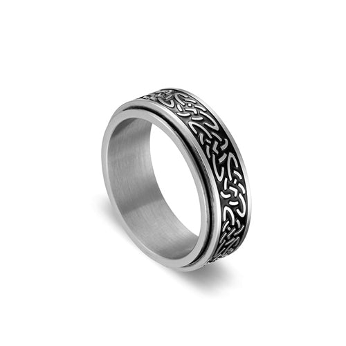 BLAZE Patterned Stainless Steel Spinner Ring (Size 13)