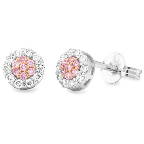 9ct White & Rose Gold Pink Argyle Diamond Cluster Earrings