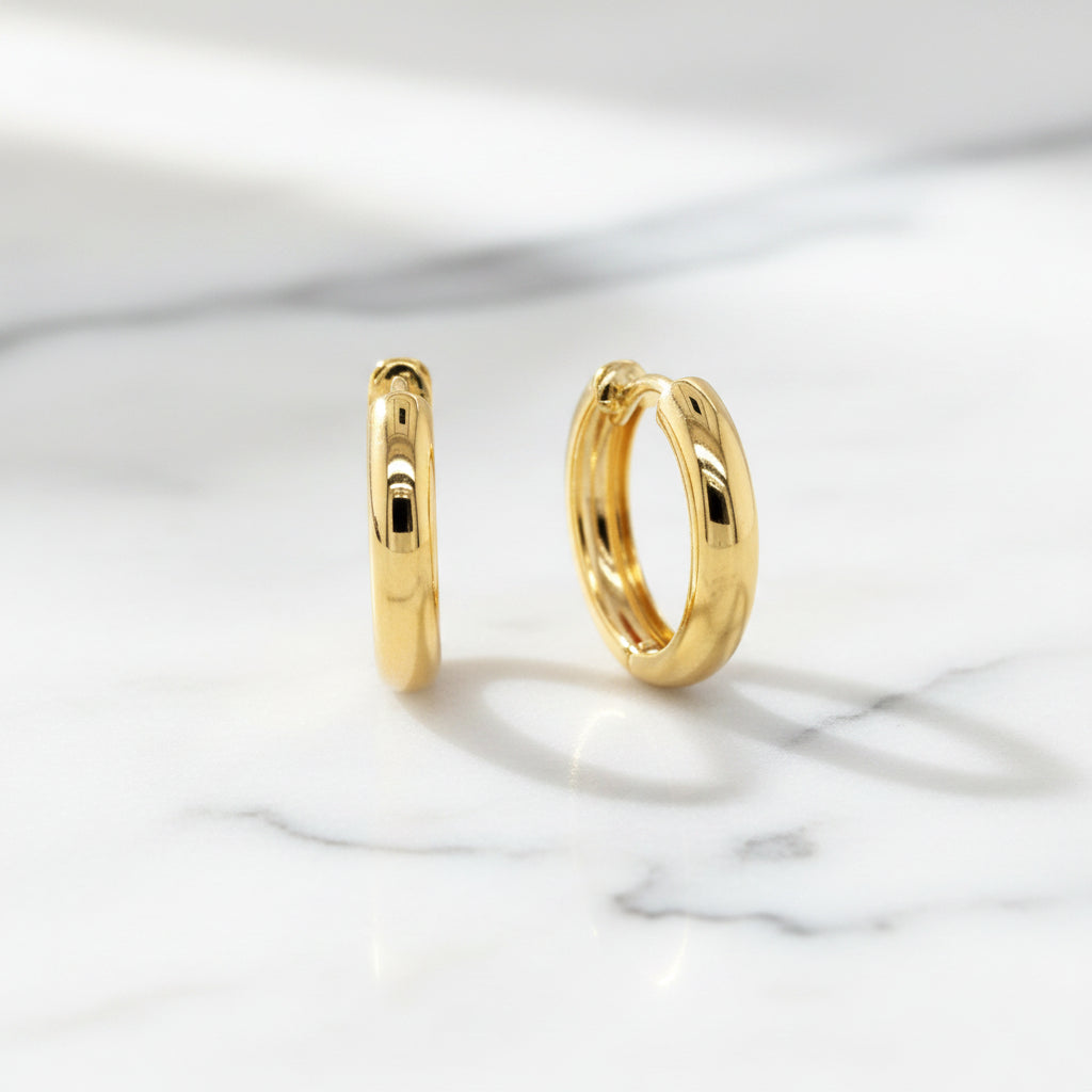 9ct Gold Silver Filled Plain Huggie Earrings