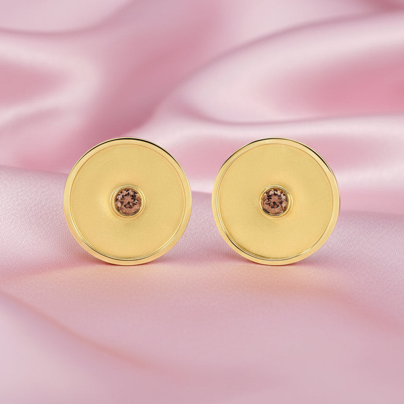 9ct Gold Satin Disk ACD Earrings
