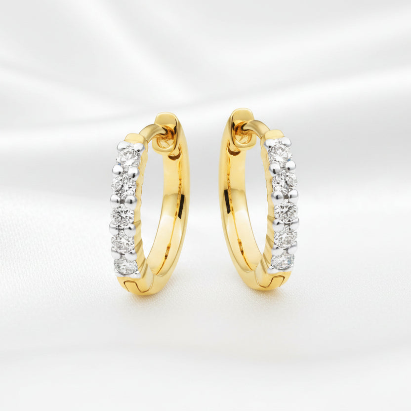 9ct Gold Lab Grown Diamond Huggie Earrings