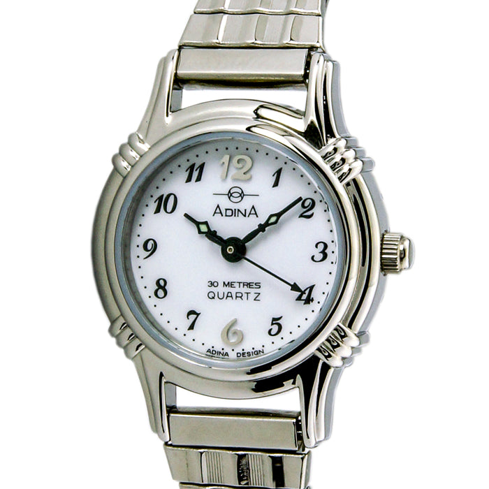 ADINA Ladies NK16 Flex Band Watch - Silver/White