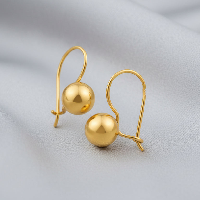9ct Gold 8mm Euro Ball Earrings