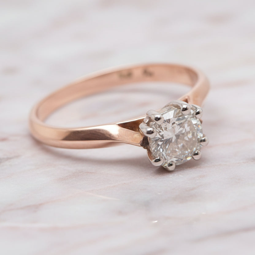 0.54ct 'Gabi Tolkowsky' cut Diamond 9ct Rose & White Gold Ring - Size M