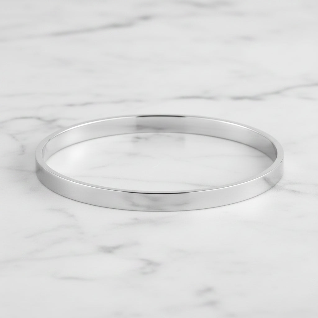 LOONA Sterling Silver Flat Plain Solid Bangle