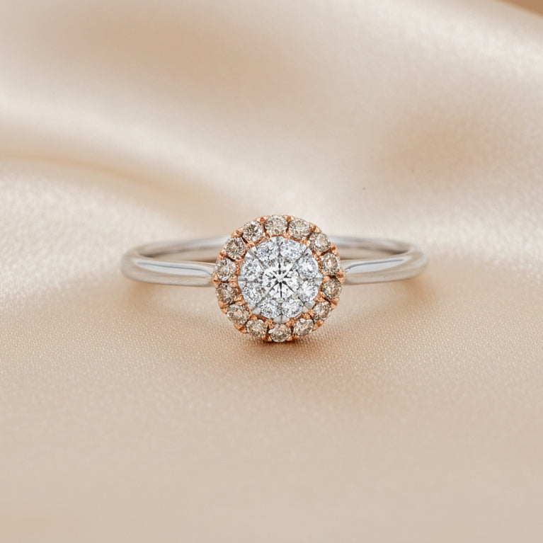 18ct White & Rose Gold 'Neptune' Australian Chocolate Diamond Ring - Size J