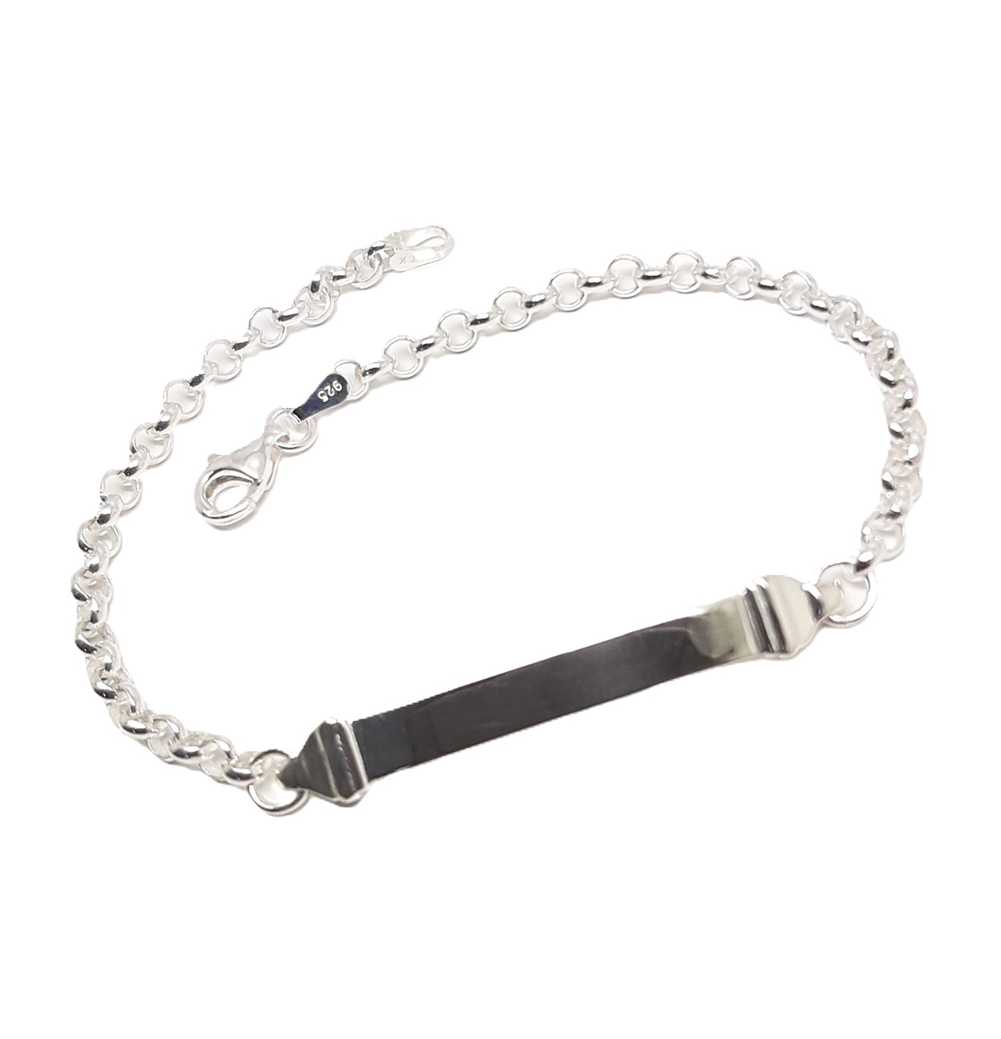 Sterling Silver Round Belcher ID Bracelet - 19cm