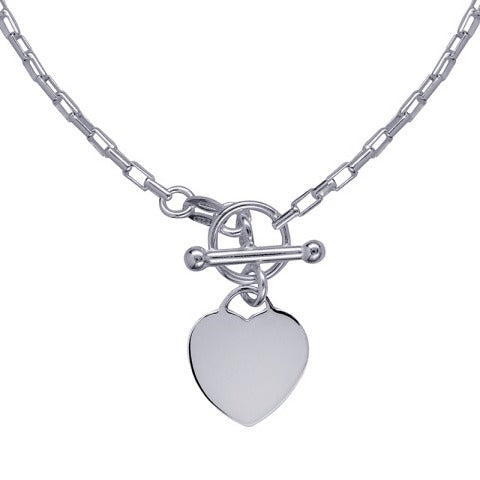 Sterling Silver Heart Cable Necklace with TBar Fitting