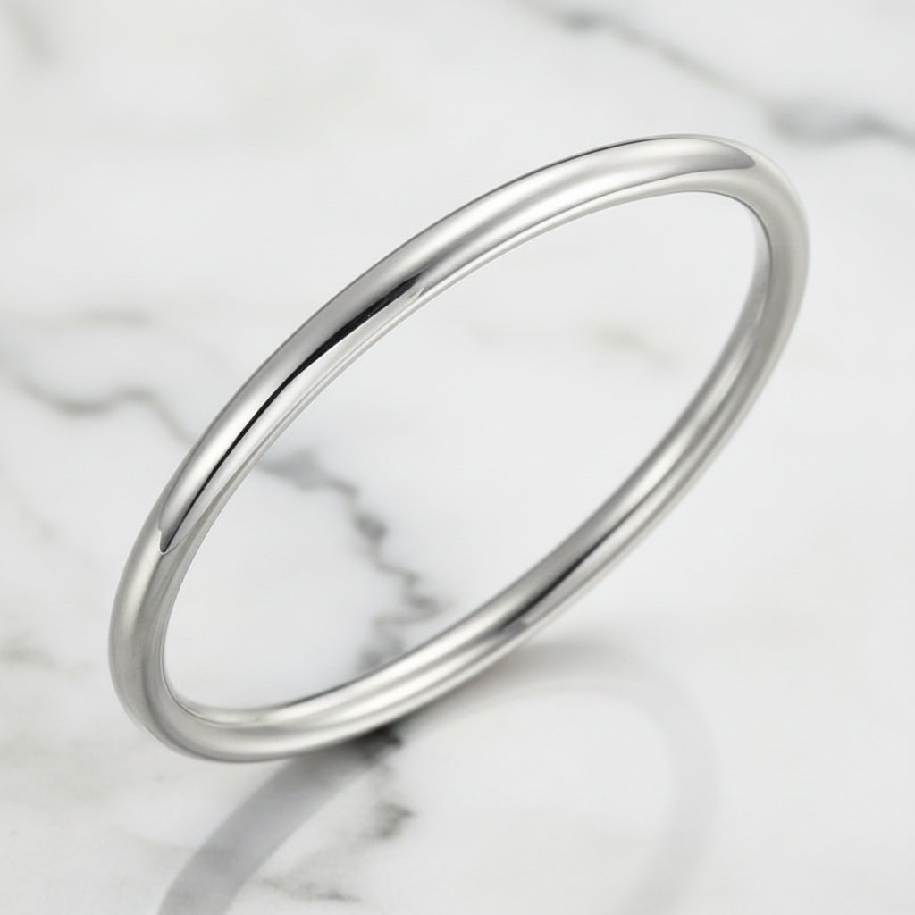 LOONA Solid Sterling Silver 5mm Plain Golf Bangle - 65mm