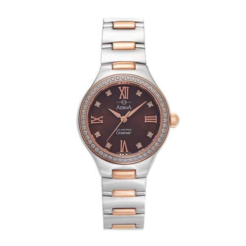 ADINA Ladies Stone Set Oceaneer Watch - Rose/Brown