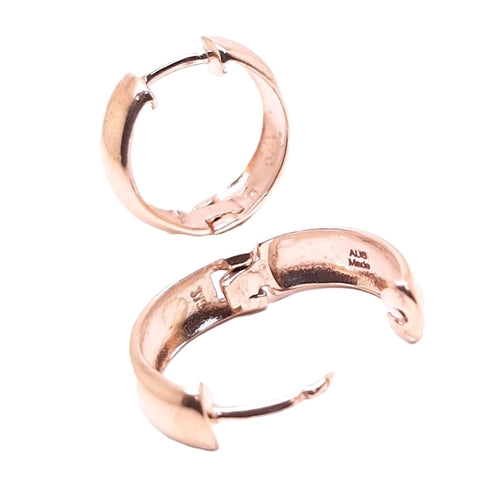 Australian Made 9ct Rose Gold Huggie Earrings - ID 13mm