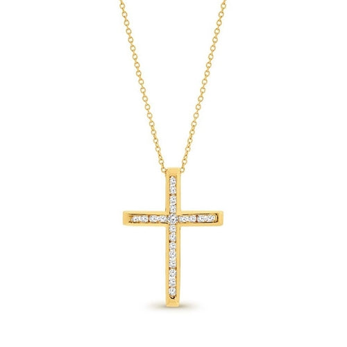 9ct Gold 0.25ct Diamond Set Cross Slider Pendant
