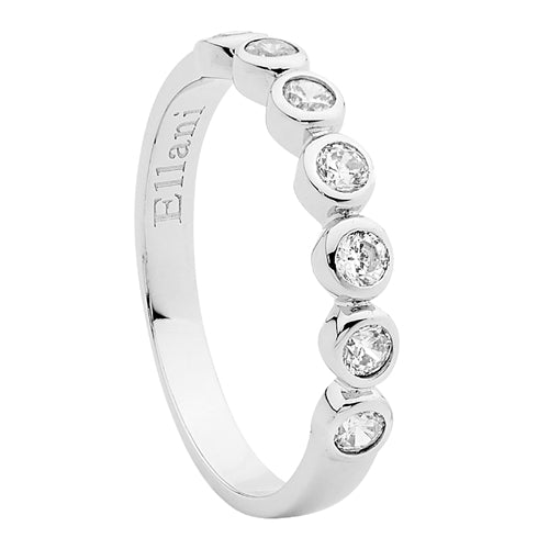 Ellani Sterling Silver CZ Bezel Set Ring - Size 7 (N.5)