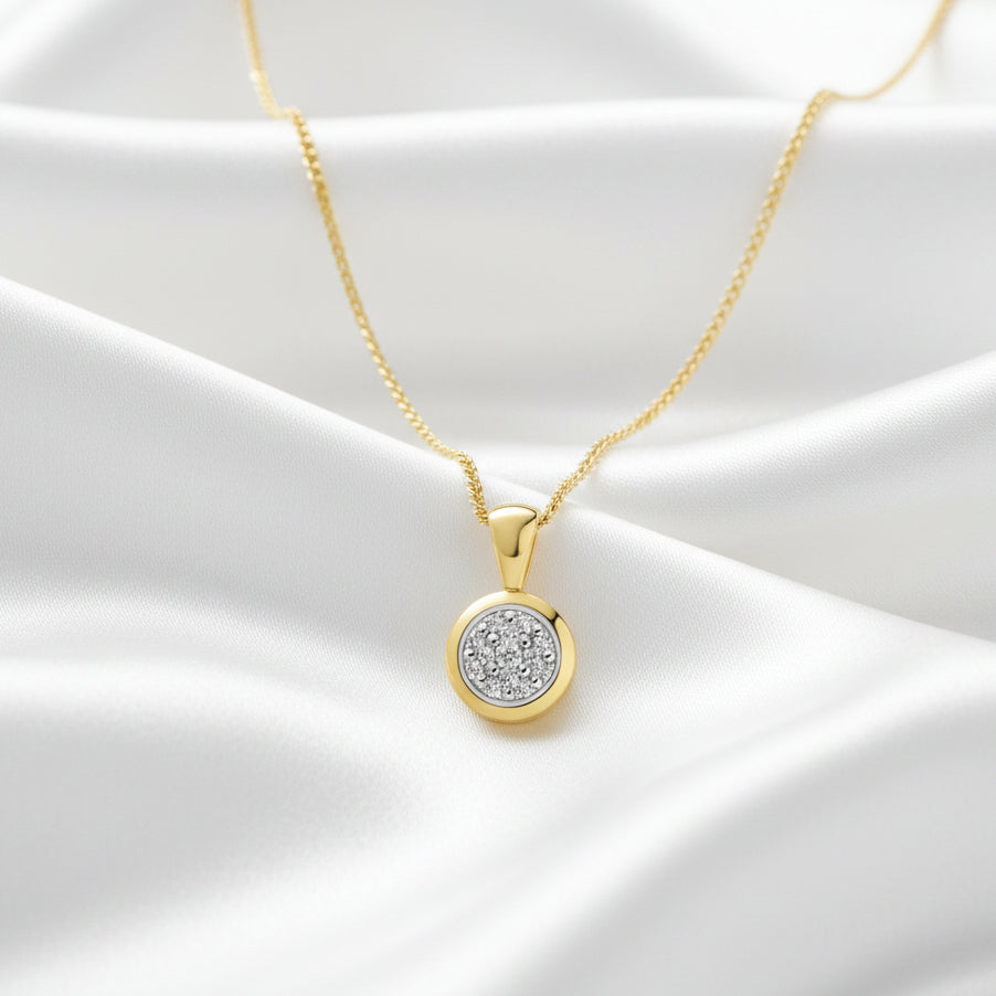 9ct Gold & Pave Set Diamond Pendant