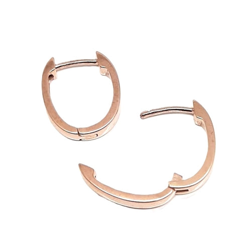 9ct Rose Gold Oval Huggie Earrings 11 x 8mm