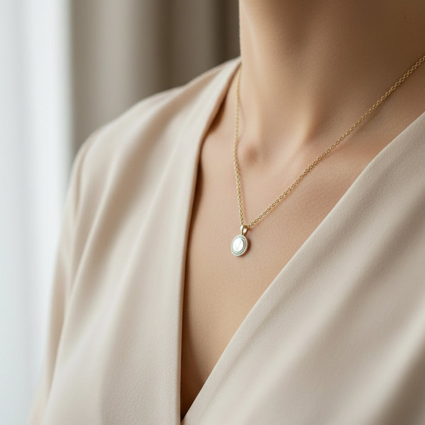 9ct Gold & Diamond Disc Pendant