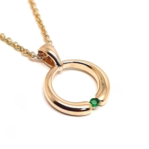 9ct Gold Pendant with 0.5pt Emerald