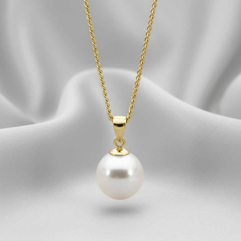 9ct Gold (9-9.5mm) White Freshwater Pearl Pendant