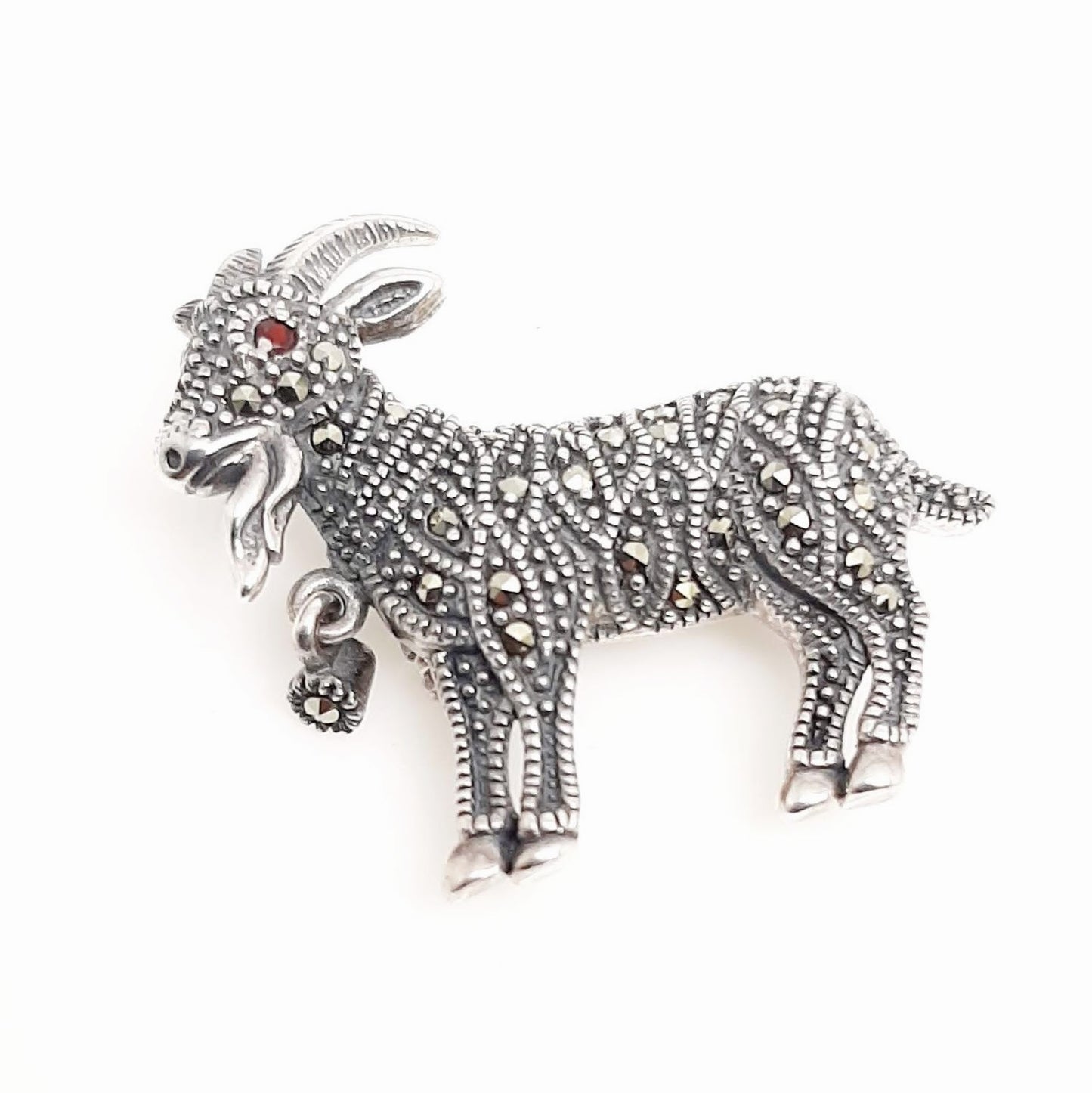 LOONA Sterling Silver & Marcasite 'Goat' Brooch