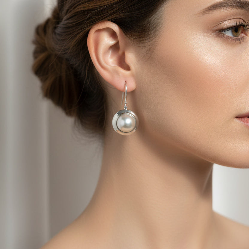 Sterling Silver Mystic Mabe Pearl Drop Earrings
