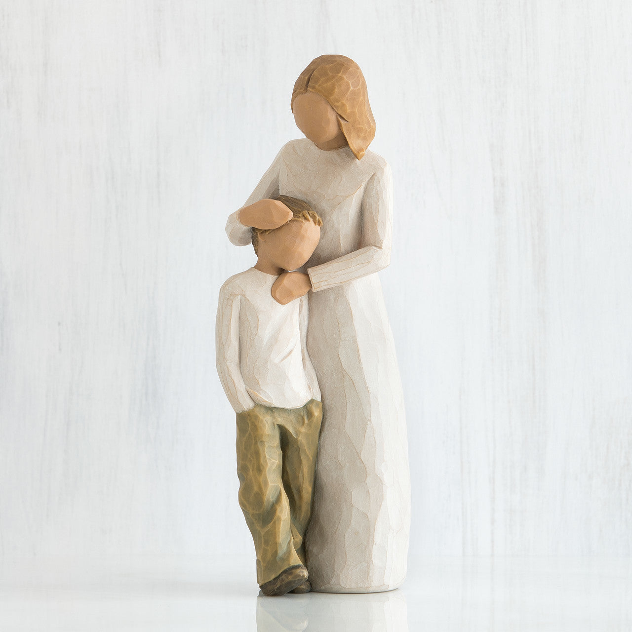 Willow Tree 'Mother and Son' Figurine. Showing a mother and son close together, with mother holding son.