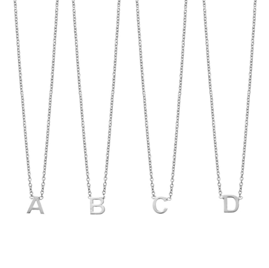 Sterling silver necklace with petite attached initial. Length: 42 + 3cm extender. Initial Size Approx: 5mm.