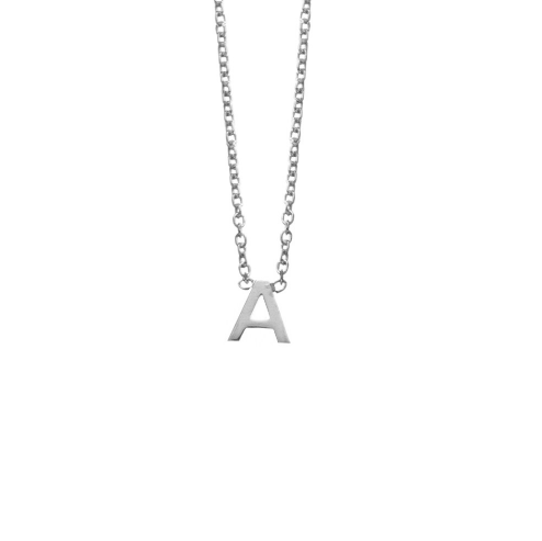 Sterling silver necklace with petite attached initial A. Length: 42 + 3cm extender. Initial Size Approx: 5mm.