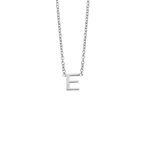 Sterling silver necklace with petite attached initial E. Length: 42 + 3cm extender. Initial Size Approx: 5mm.