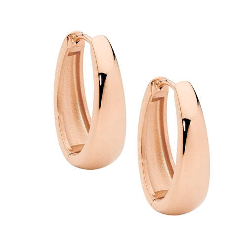 Ellani Stainless Steel Tapered Huggie Earrings - Rose Gold