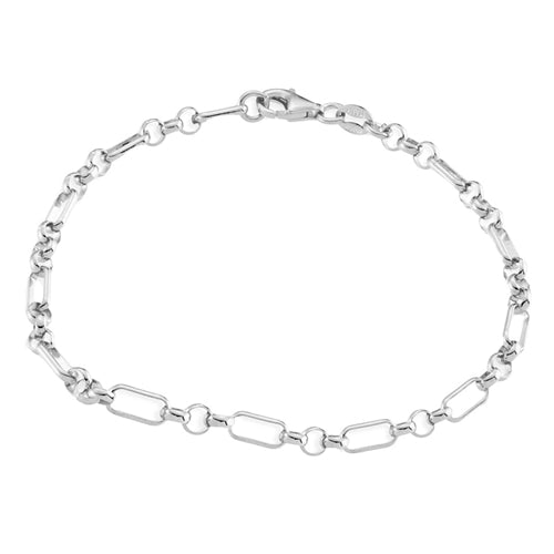 Sterling Silver Mixed Link Bracelet