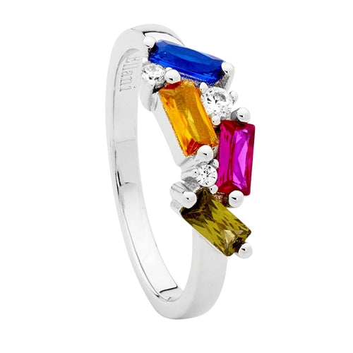 Ellani Staggered Multi Colour CZ Ring - Size 8 (P.5)