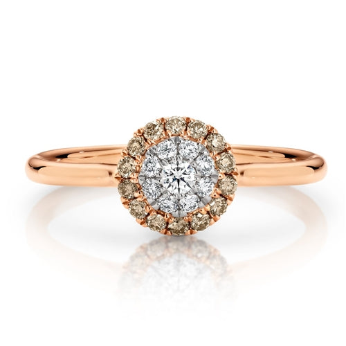 9ct Rose Gold 'Neptune' Australian Chocolate Diamond Ring - Size N.5