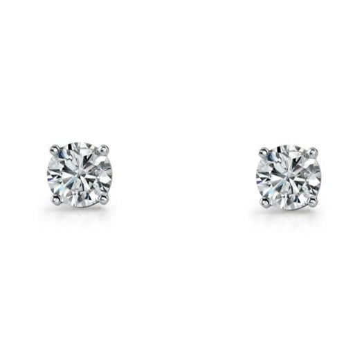 Ellani Sterling Silver Round 4 Claw CZ Stud Earrings - 5mm