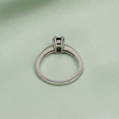 Australian Green Parti Sapphire & Platinum Ring