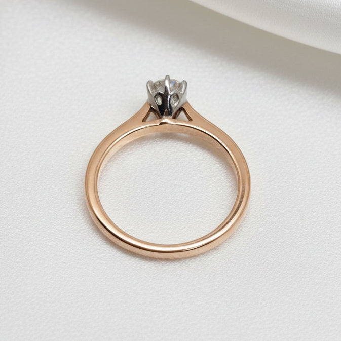 18ct Rose & White Gold Diamond Ring - Size M