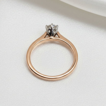18ct Rose & White Gold Diamond Ring - Size M