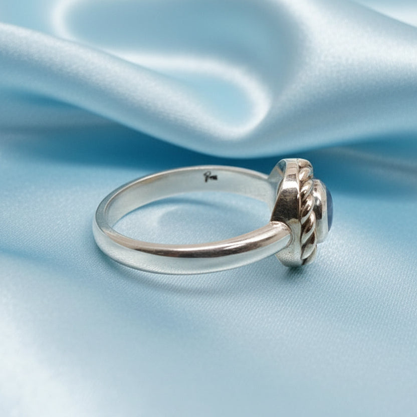 Crystal Opal Sterling Silver Ring with 9ct Yellow Gold Twist surround