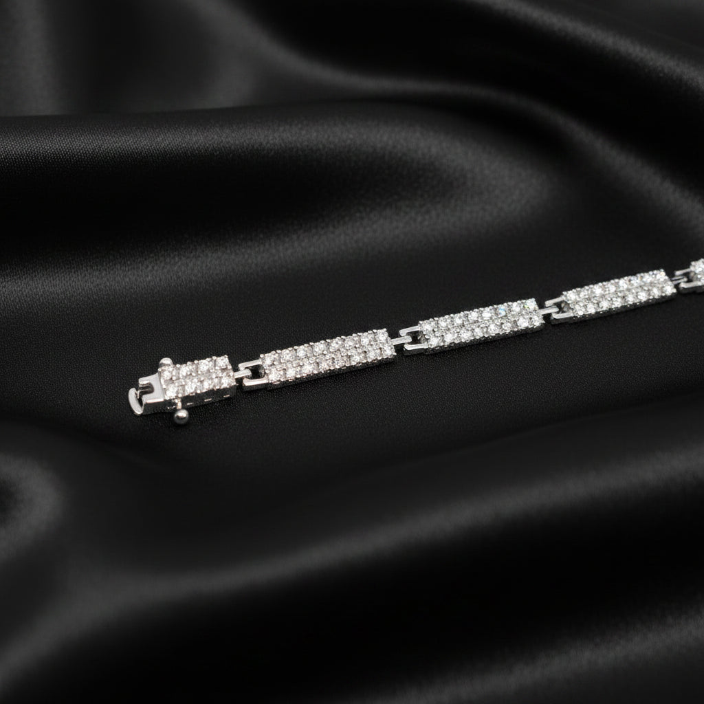18ct White Gold Diamond Set Bar Bracelet